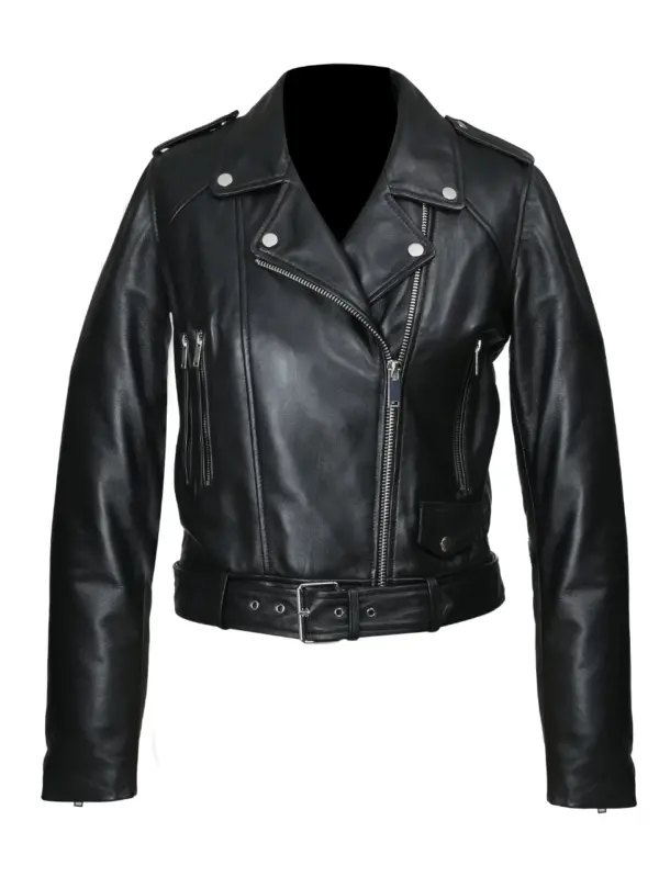 Ava Women Leather Biker Jacket by sync leather