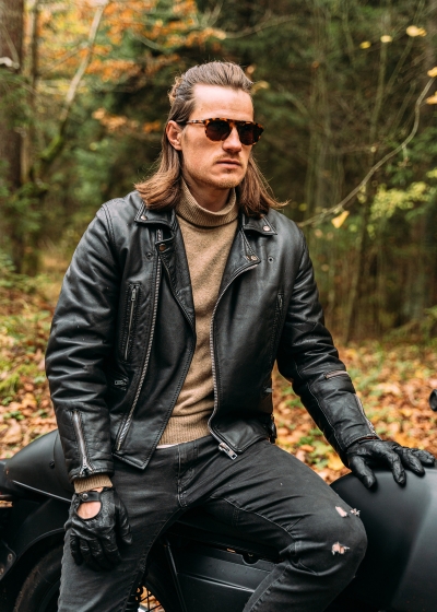 mens biker leather jacket by sync leather