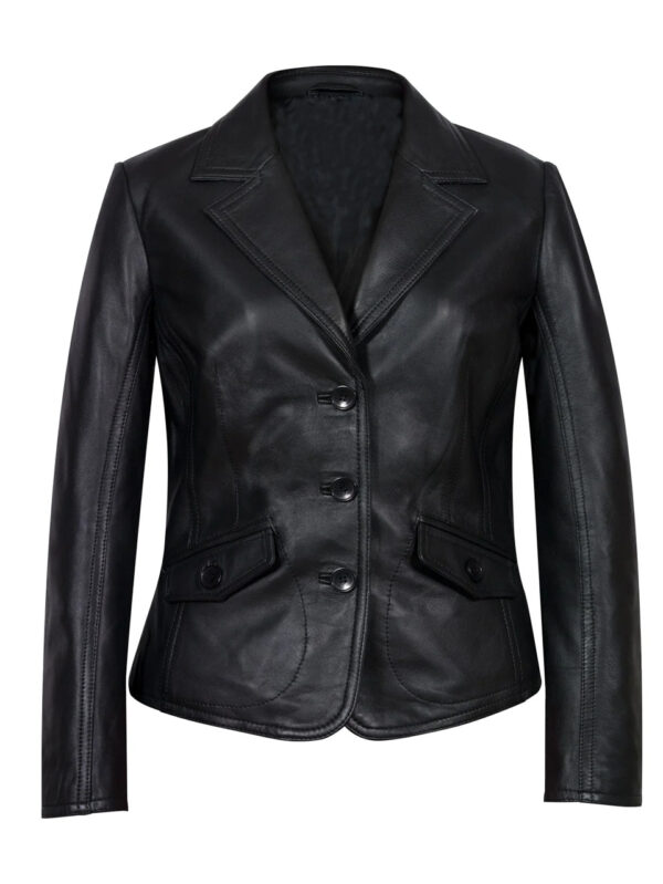 best women leather blazer by sync leather