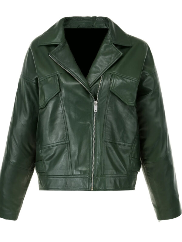 women over size leather jacket