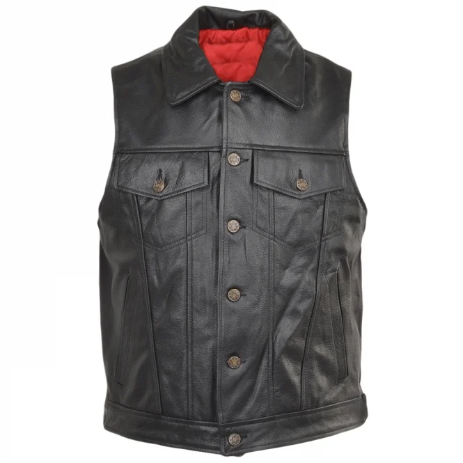 motor biker leathe vest by sync leather