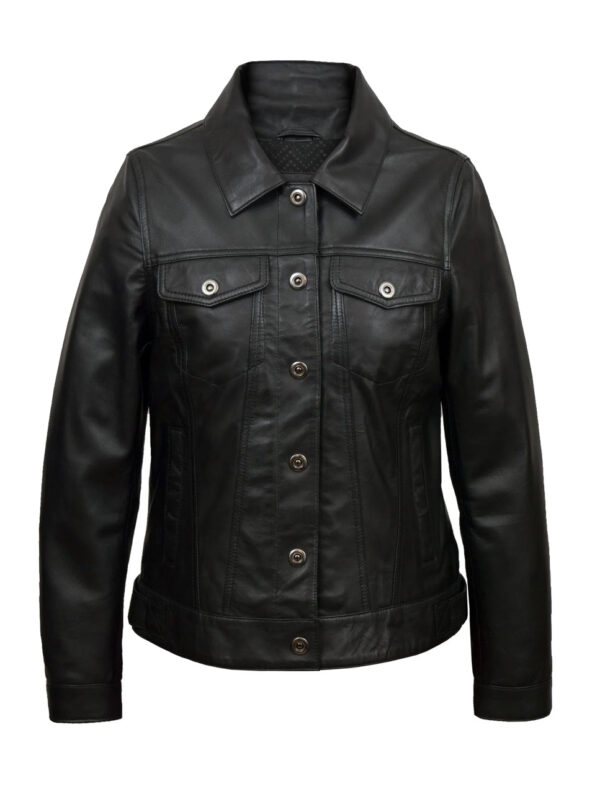 denim leather jacket by sync leather