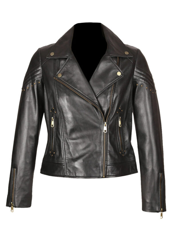 Aaliyah women leather biker jacket